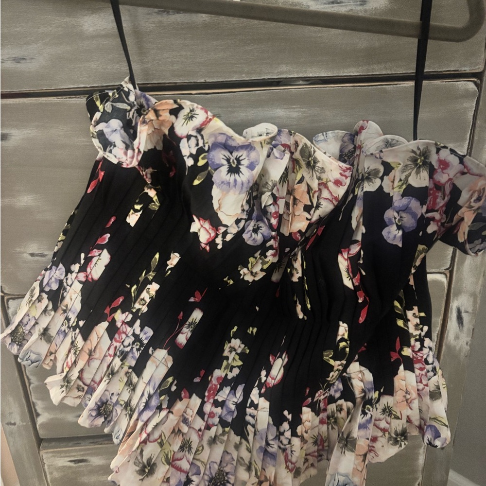 White House Black Market Pink and White Ruched Off-the-Shoulder Dress